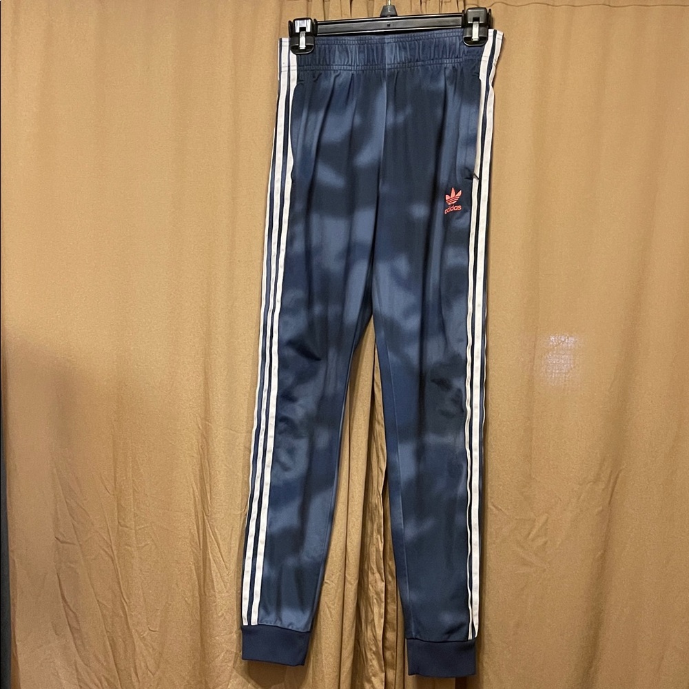 Adidas Boys L (13/14) Blue Track Pants/Joggers w/Logo Elastic Waistband